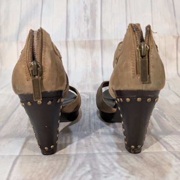 Harley Davidson Women's Gillian Tan Leather Strappy Studded Heels Size 8.5 - Picture 4 of 10